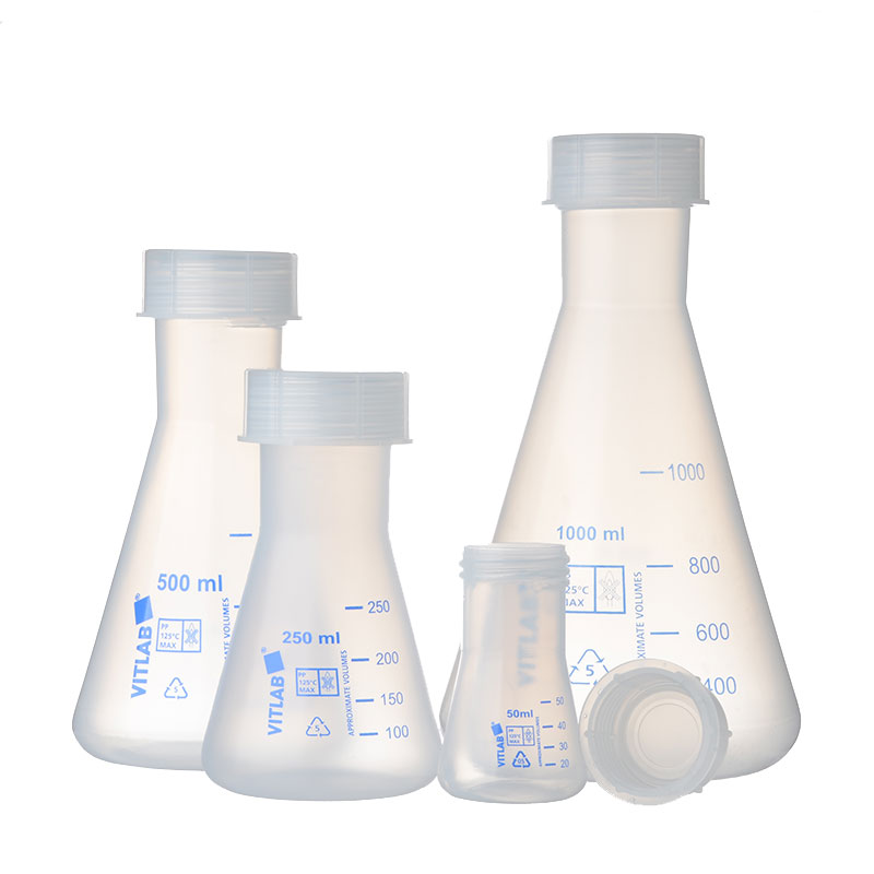 VITLAB 带螺帽三角烧瓶（PP）