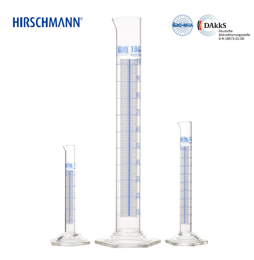HIRSCHMANN 蓝白线刻度量筒 DURAN A级